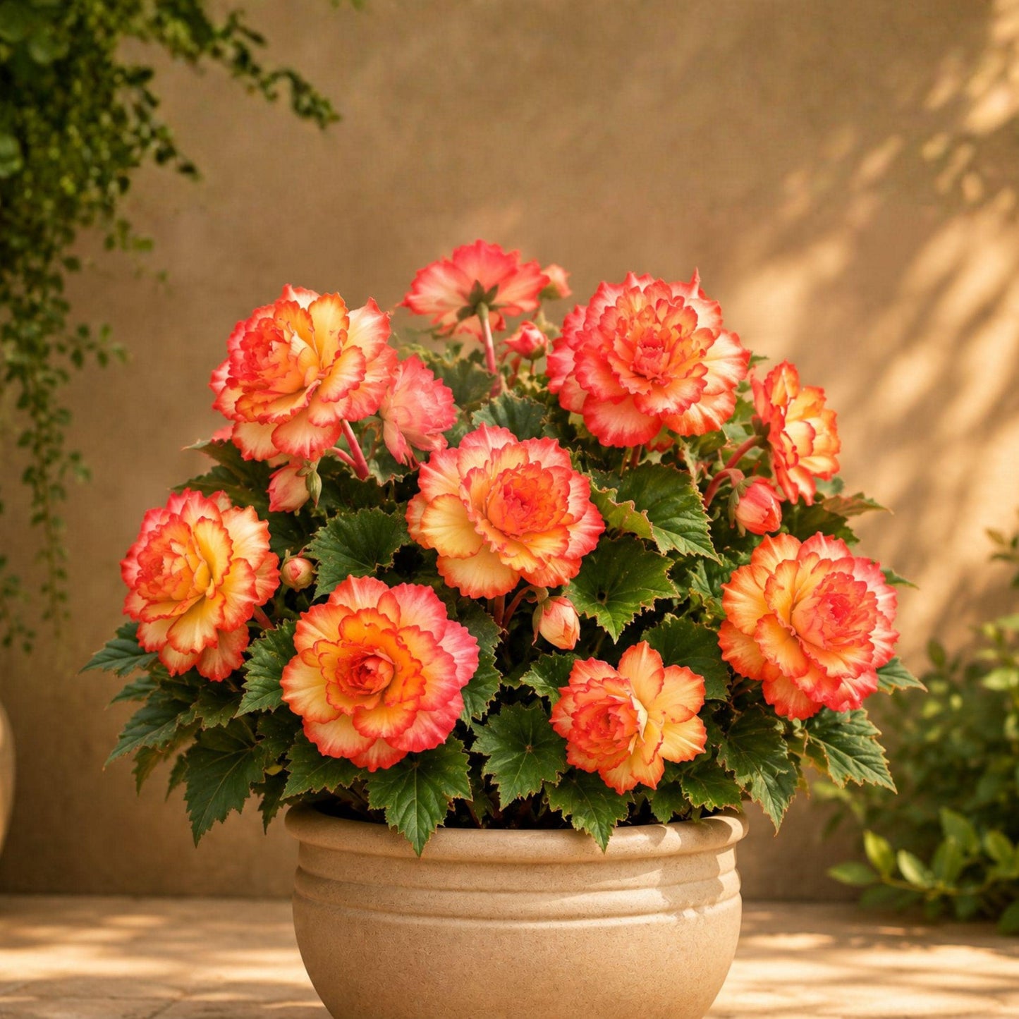Hanging Begonia Bulbs Pack of 3 - Yellow Red Tropical Flowers - Begonia x tuberhybrida - Perfect for Baskets & Containers