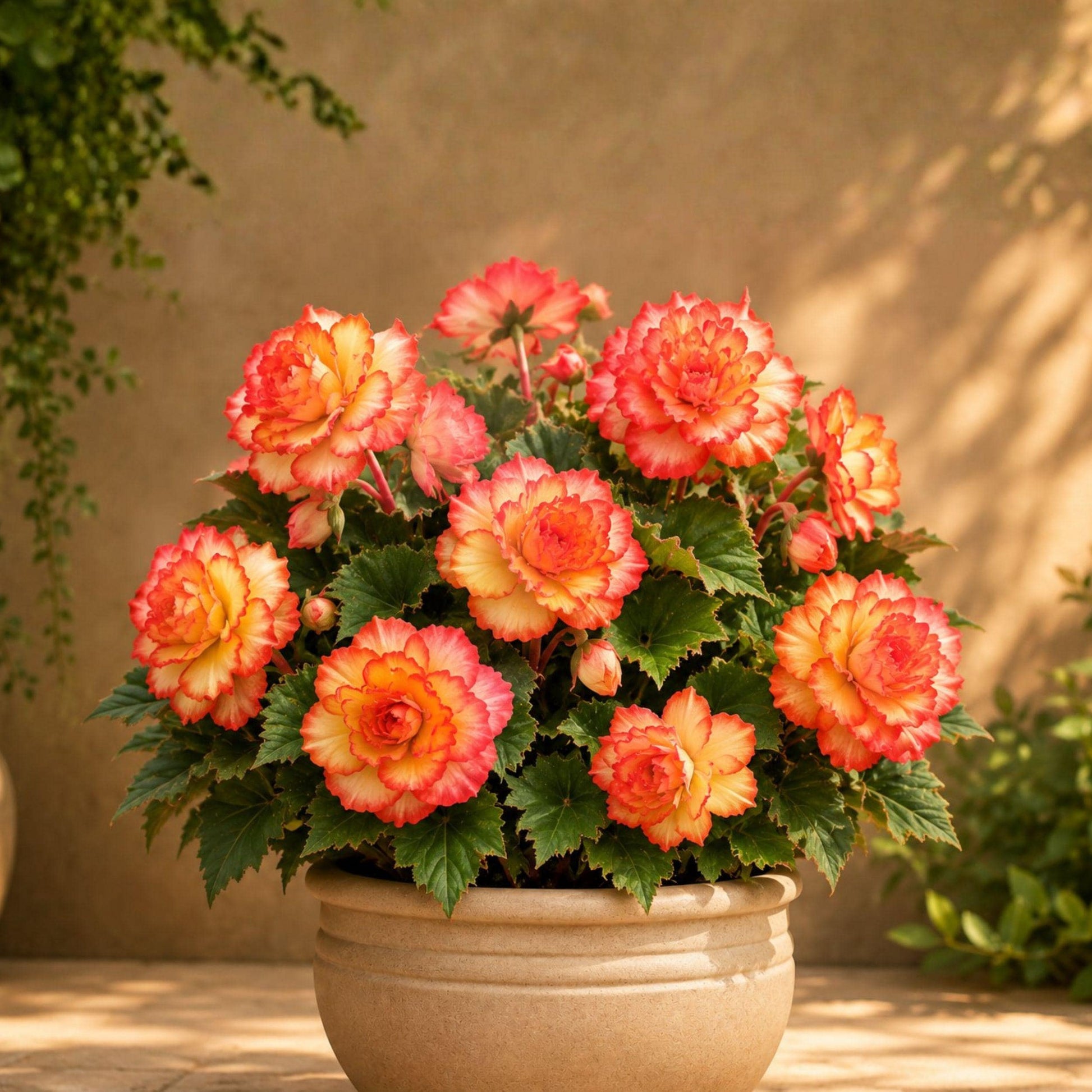 Hanging Begonia Bulbs Pack of 3 - Yellow Red Tropical Flowers - Begonia x tuberhybrida - Perfect for Baskets & Containers