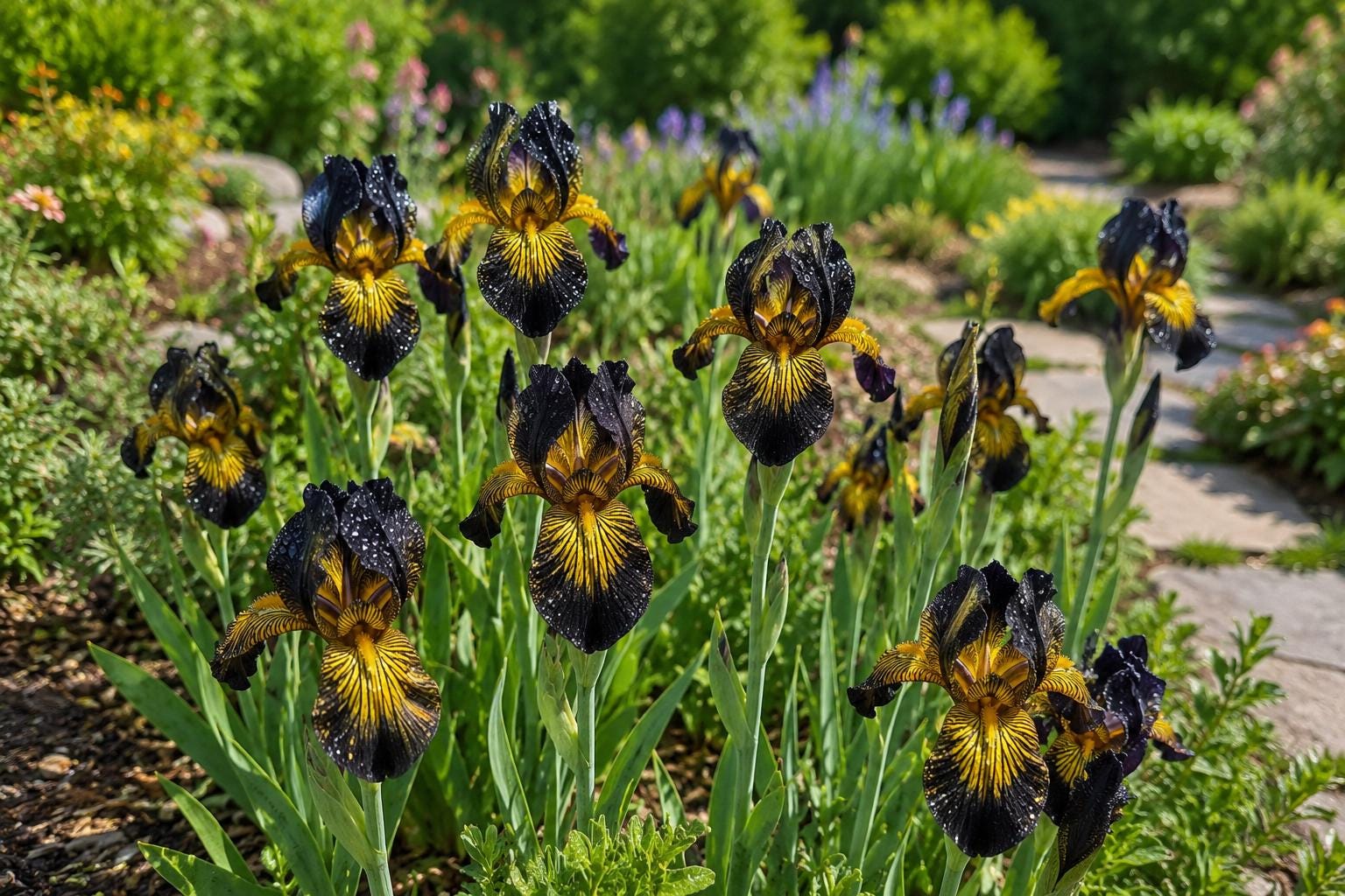 Bearded Iris Seeds - 50 Pack - Black Gold Iris with Yellow Beard - Iris germanica