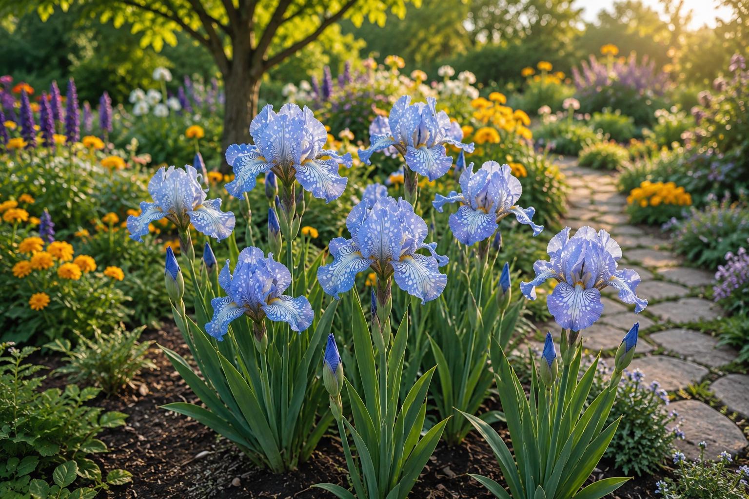 50 Blue Bearded Iris Seeds - Sky Blue Blooms with White Speckles - Iris germanica, Easy to Grow, Perennial Garden Flowers