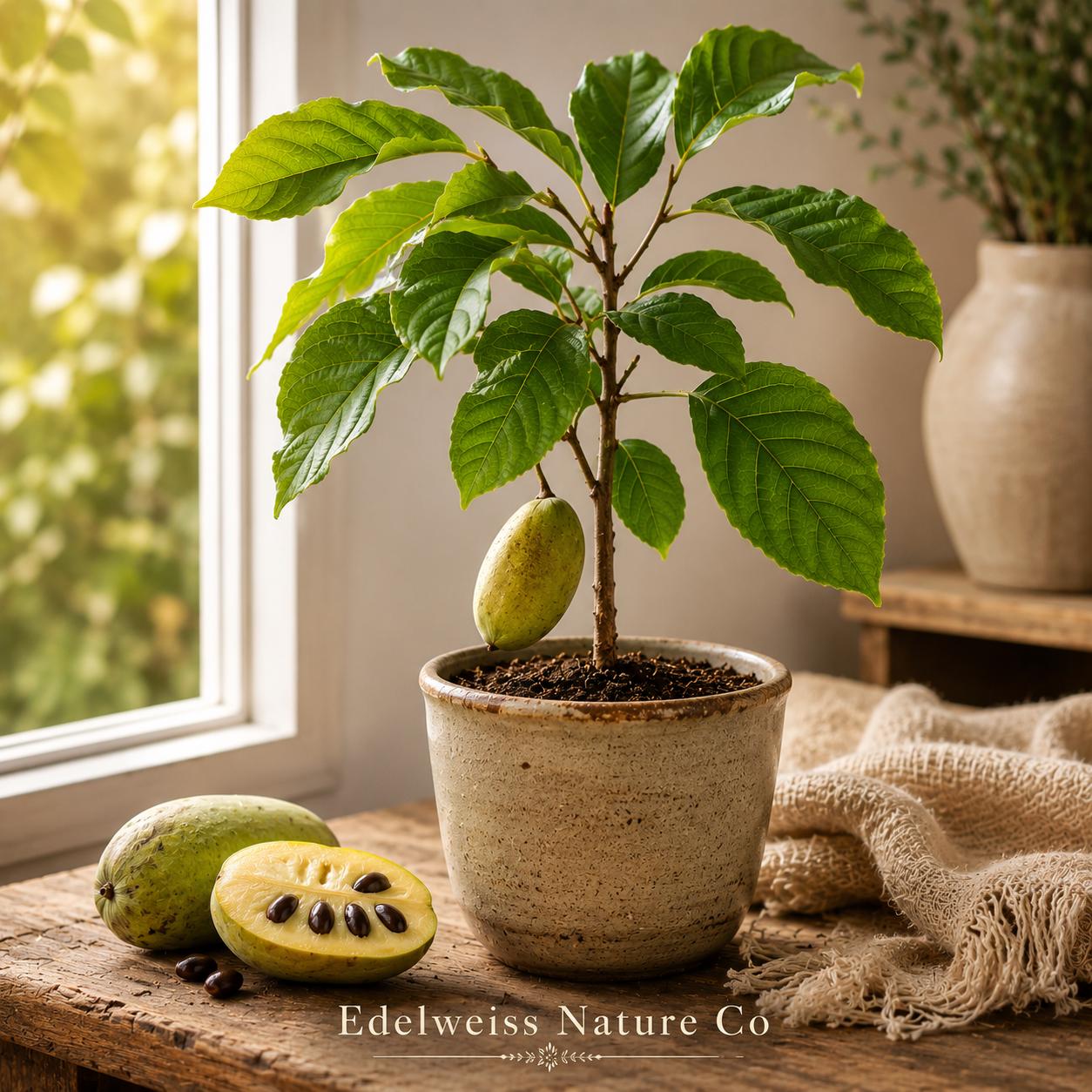 Pawpaw Tree Bare Root | Edible Native Fruit Tree | Asimina triloba | Tropical Foliage for Backyard Orchard
