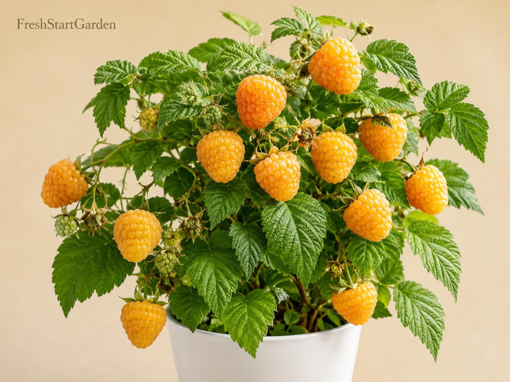 Fall Gold Raspberry Plant - Everbearing Edible Berry - Rubus idaeus - Golden Fruit - Self-Pollinating - Zones 3-8