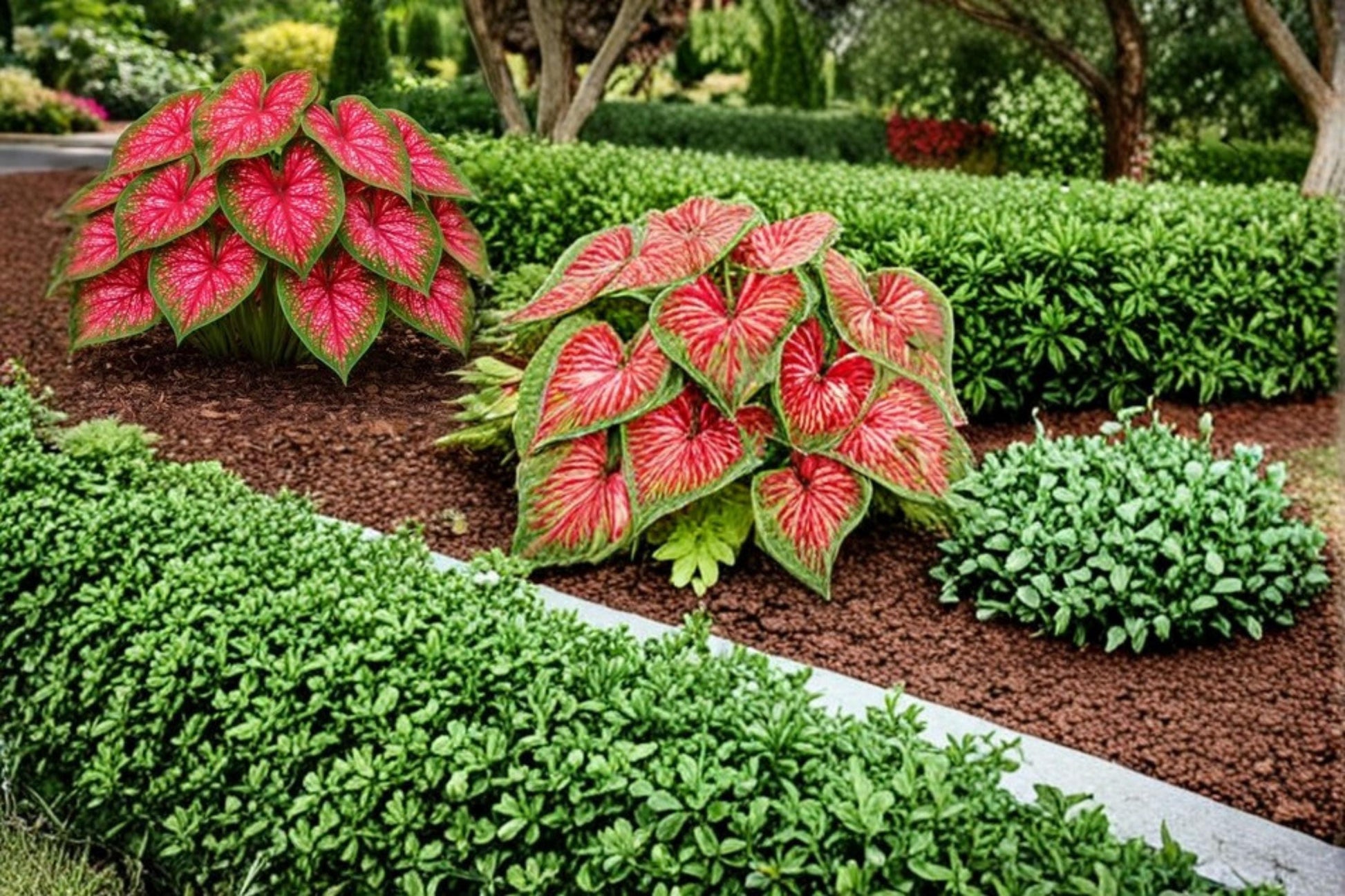 Crimson Sky Caladium Bulbs - 6 Pack - Colorful Ornamental Foliage - Caladium bicolor - Ideal for Shade Gardens and Containers