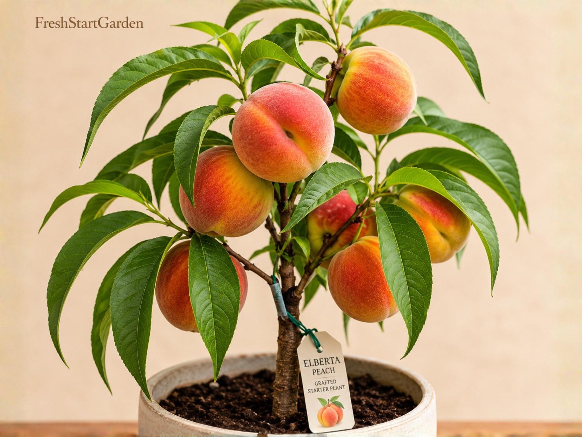 Grafted Elberta Peach Starter Plant - Prunus persica - Self-Pollinating Yellow Peach Tree for Backyard Orchards, USDA Zones 5-8