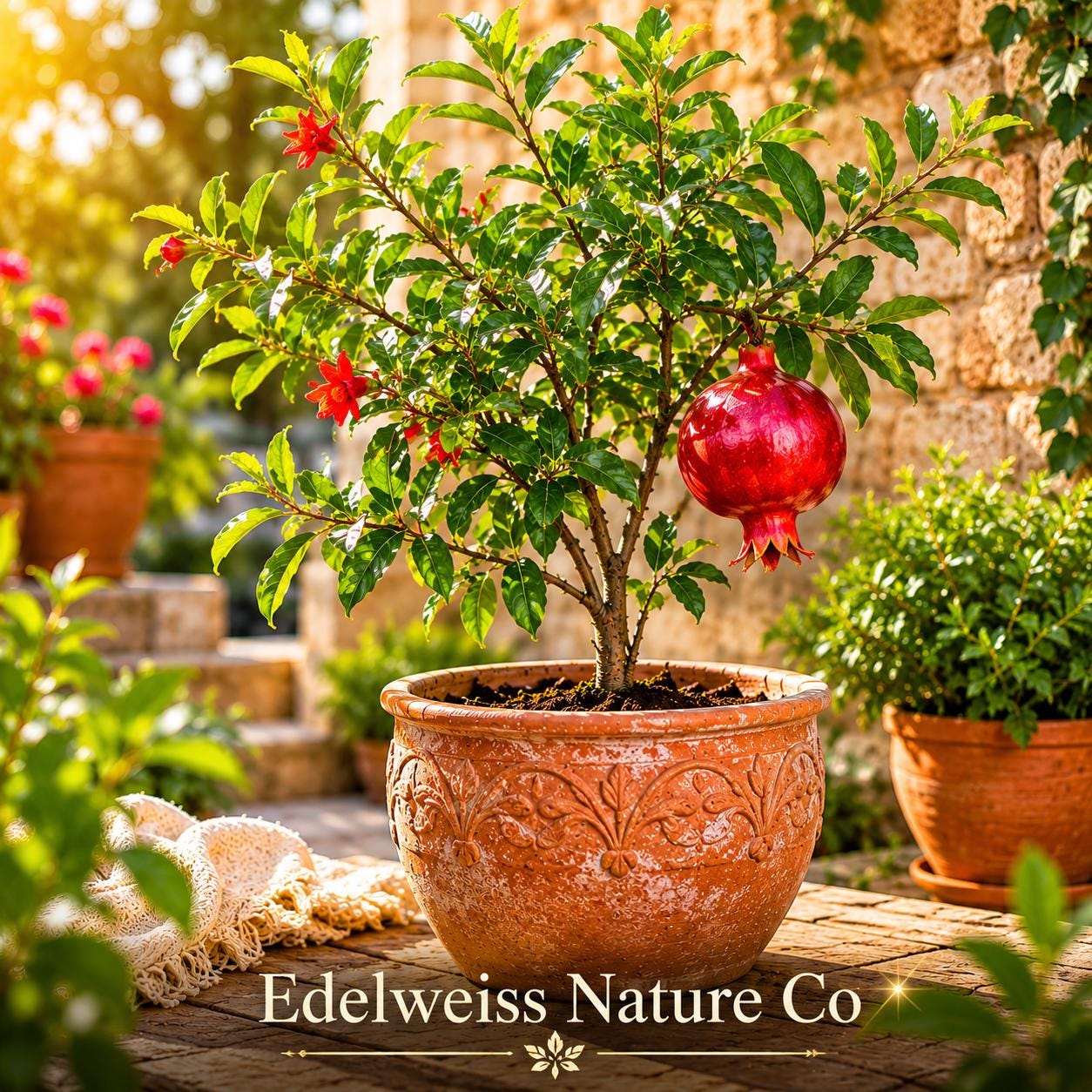 Parfianka Pomegranate Starter Plants (5 Pack) | Punica granatum Edible Fruit Tree | Ideal for Edible Landscaping & Containers