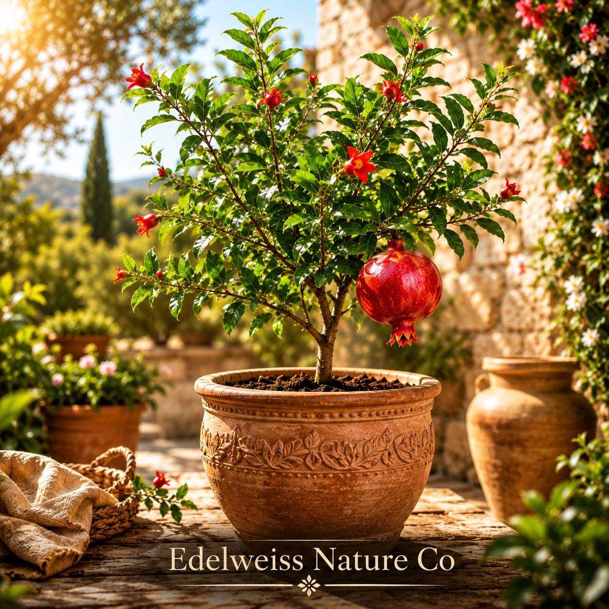 Parfianka Pomegranate Starter Plants | 3 Live Fruit Trees | Punica granatum | Edible Landscape Plants for Garden and Patio