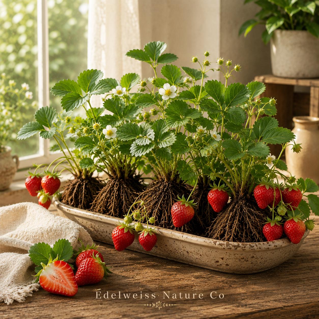 20 Bare Root Earliglow Strawberry Plants | Heirloom Fragaria × ananassa | Non-GMO Springbearing Edible Berries for Garden