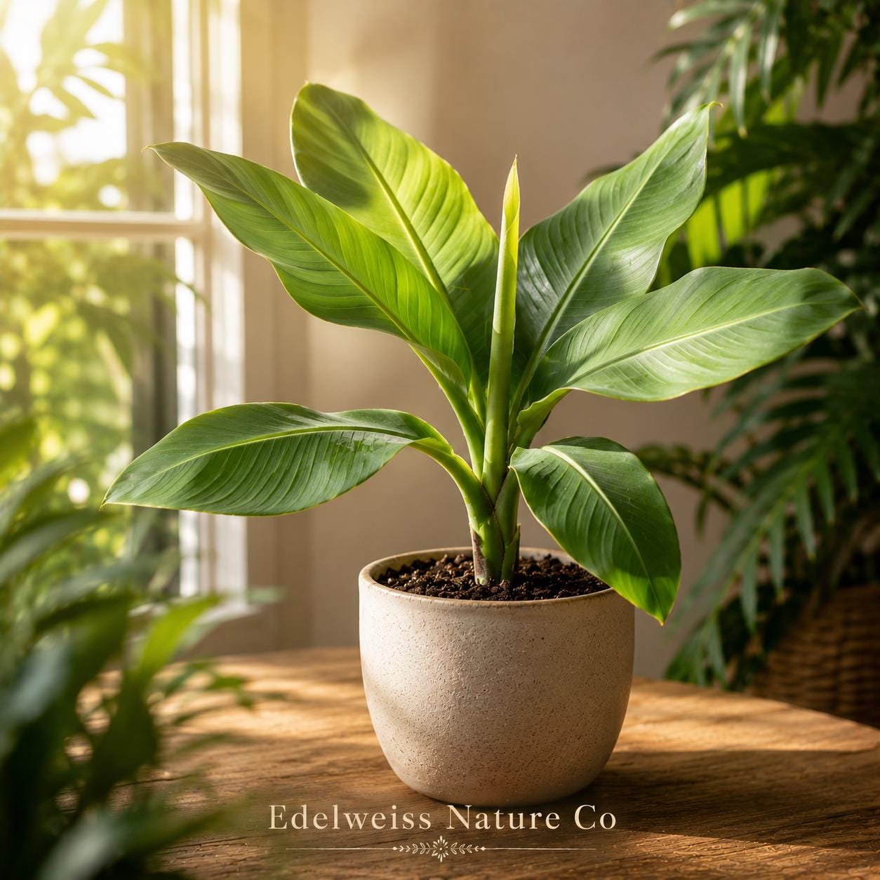 Dwarf Banana Plant Starter | Truly Tiny Banana | Musa acuminata | Compact Tropical Edible Plant for Containers & Indoor Gardens