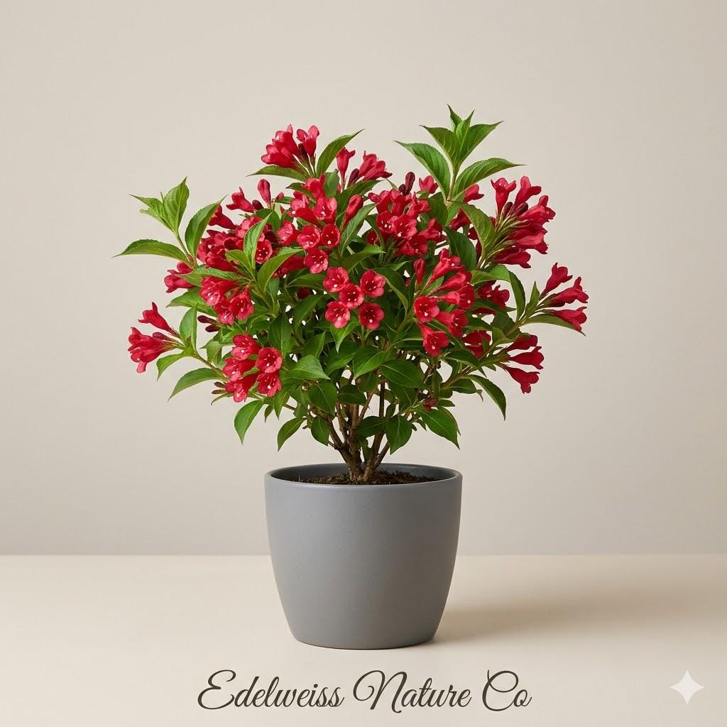 Red Weigela Bare Root Shrub | Flowering Ornamental Bush | Weigela florida | Hardy Pollinator Plant with Red Flowers