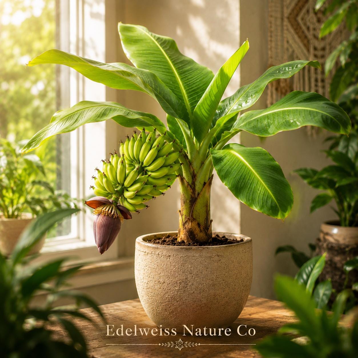 Gros Michel Banana Plant Starter | 4-6" Live Tropical Edible Musa | Lush Green Foliage | Perfect for Containers and Gardens