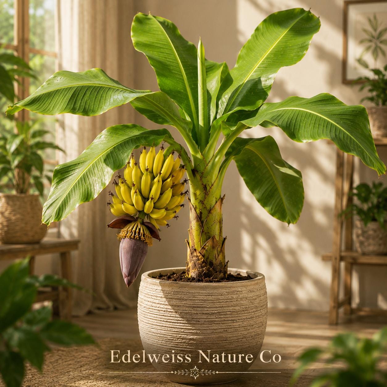 Goldfinger Banana Trees FHIA-01 - 3 Live Tropical Plants, Musa acuminata × balbisiana, Edible Fruit, Lush Foliage
