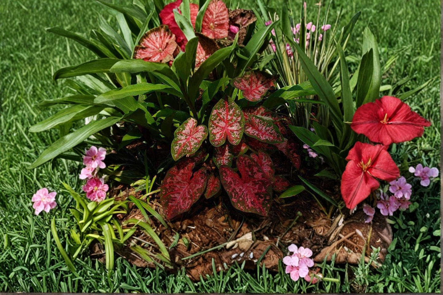 Kathleen Caladium Bulbs - 10 Pack - Pink and Green Foliage - Caladium bicolor - Tropical Shade Plant for Garden and Containers