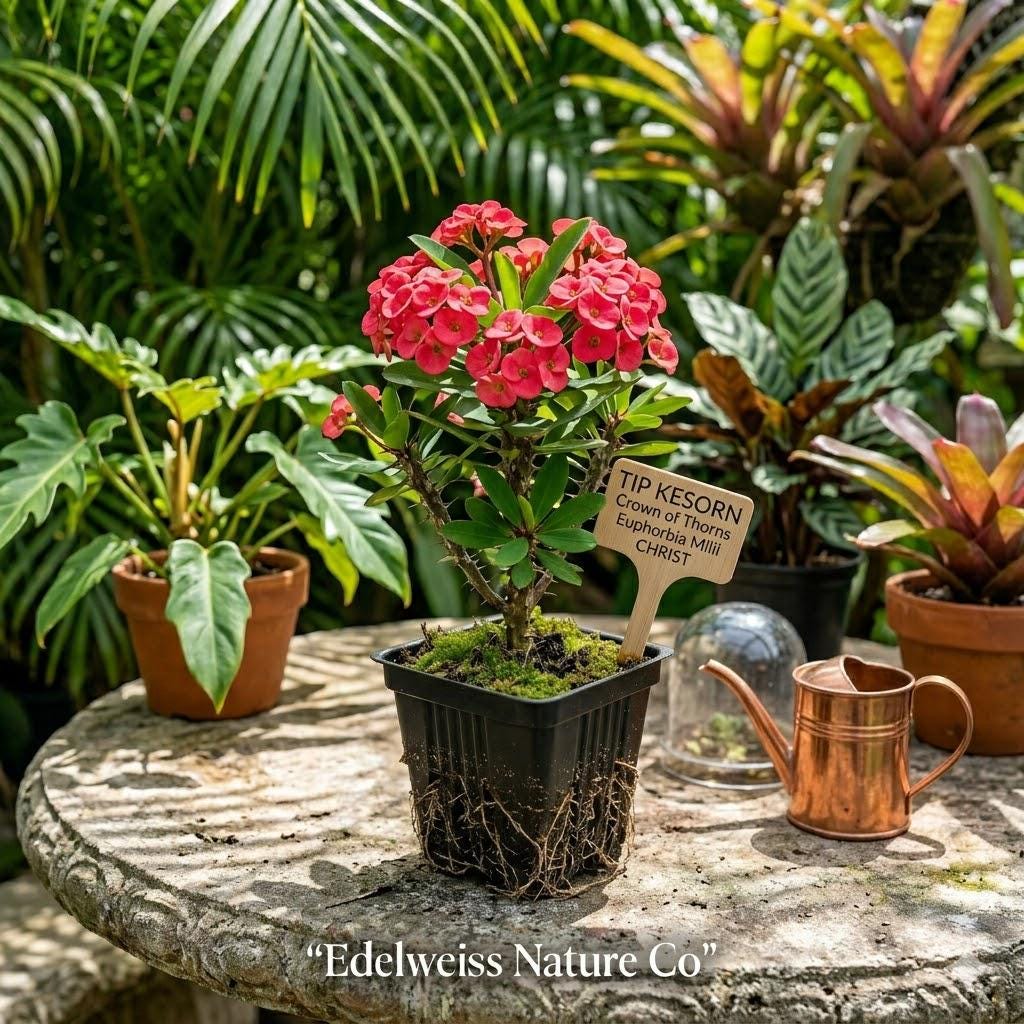 Tip Kesorn Crown of Thorns Starter Plant | Euphorbia milii | Exotic Flowering Succulent with Vibrant Blooms | Easy Care Houseplant