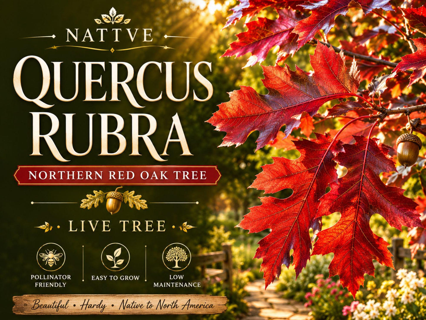 Northern Red Oak Tree 1 Bare Root 12-24" Quercus rubra Deciduous Shade Tree for Wildlife Landscape