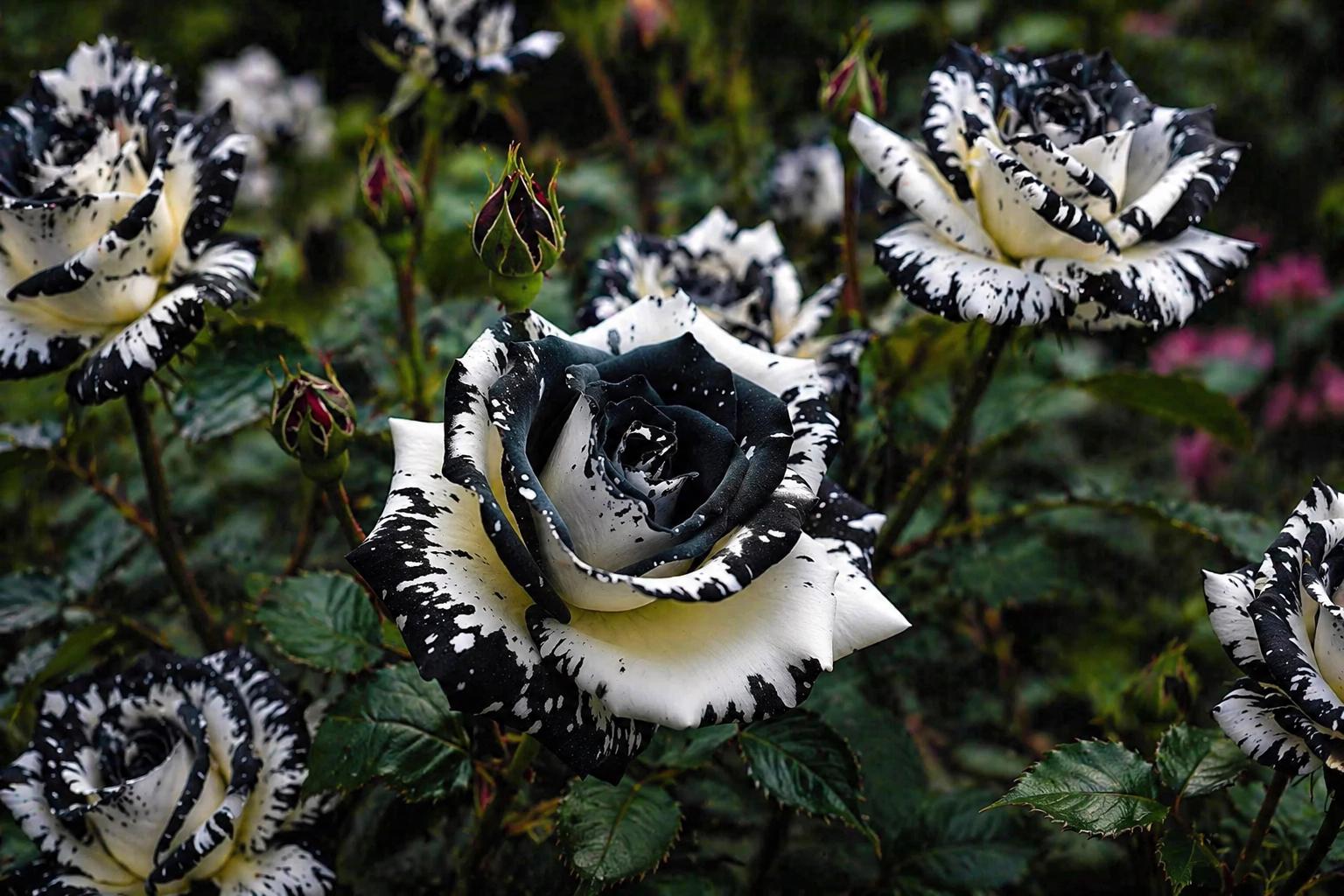 Rare Black & White Rose Seeds - 20 Non-GMO Heirloom Seeds - Rosa spp. - Unique Floral Variety for Garden Planting
