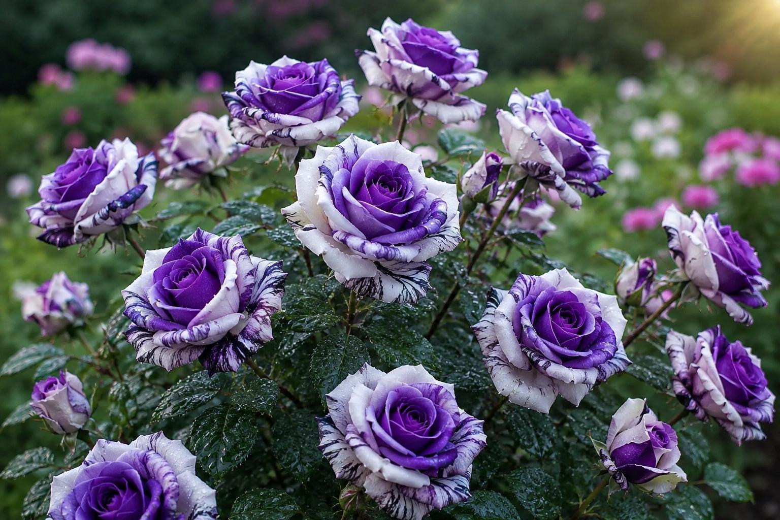 Rare Twin Rose Seeds - 20pcs - Purple & White Bi-Color - Rosa spp. - Unique Garden Contrast for Flower Lovers