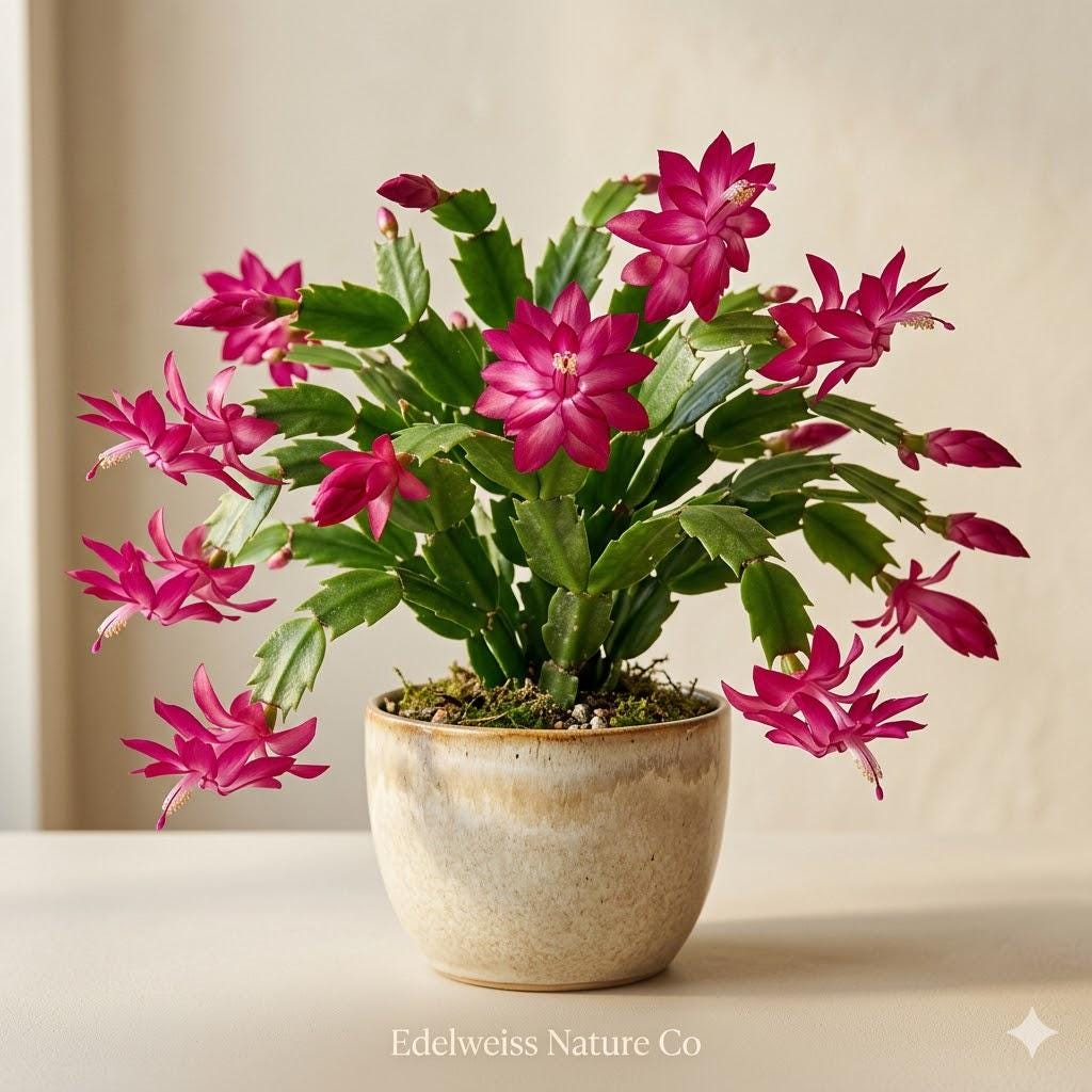 Leonardo Da Vinci Christmas Cactus Starter Plant | Schlumbergera Truncata | Exotic Holiday Blooming Indoor Houseplant