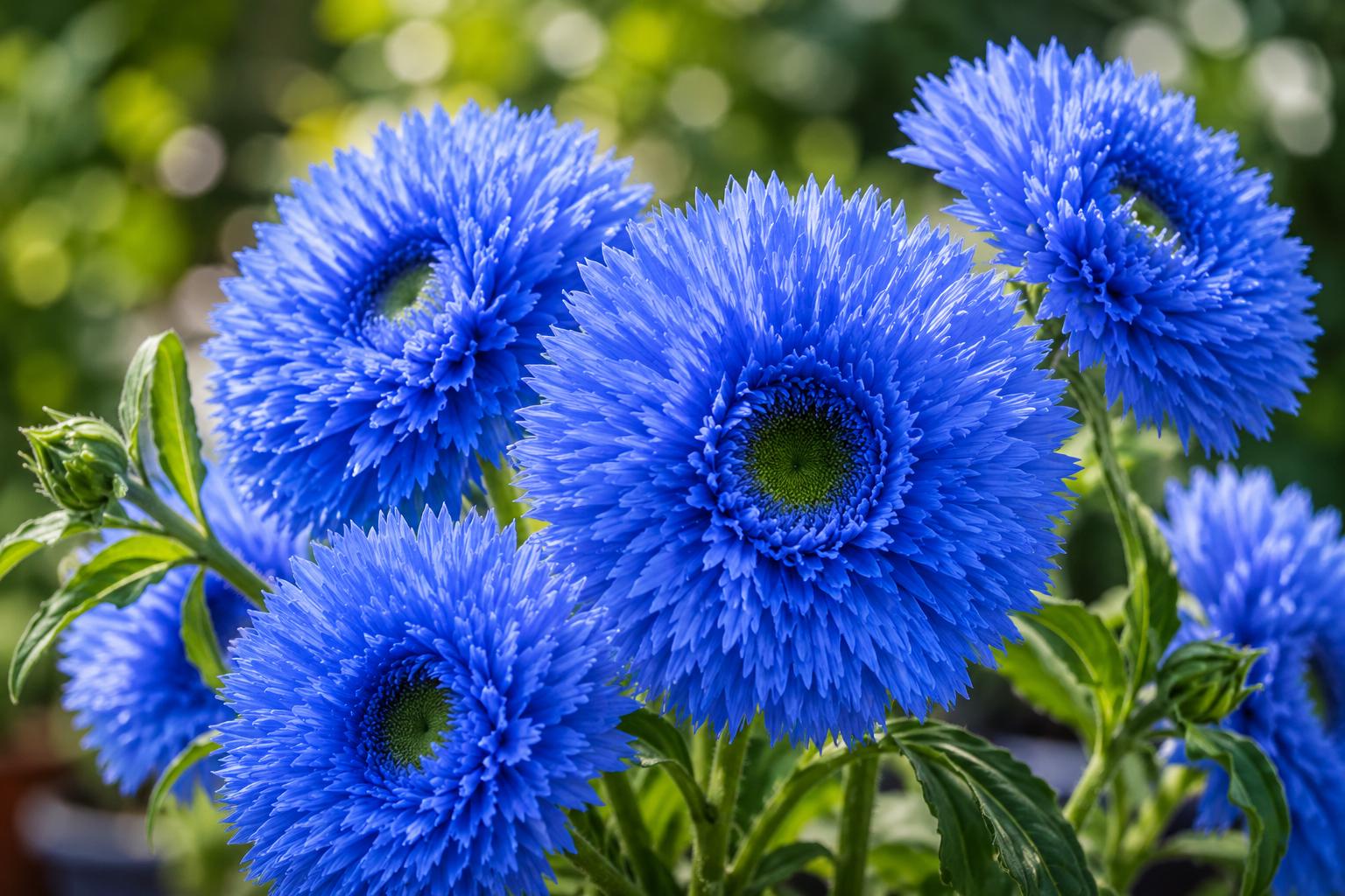 Blue Teddy Bear Sunflower Seeds 50pcs - Helianthus annuus - Easy to Grow Annual Flower for Vibrant Garden Blooms