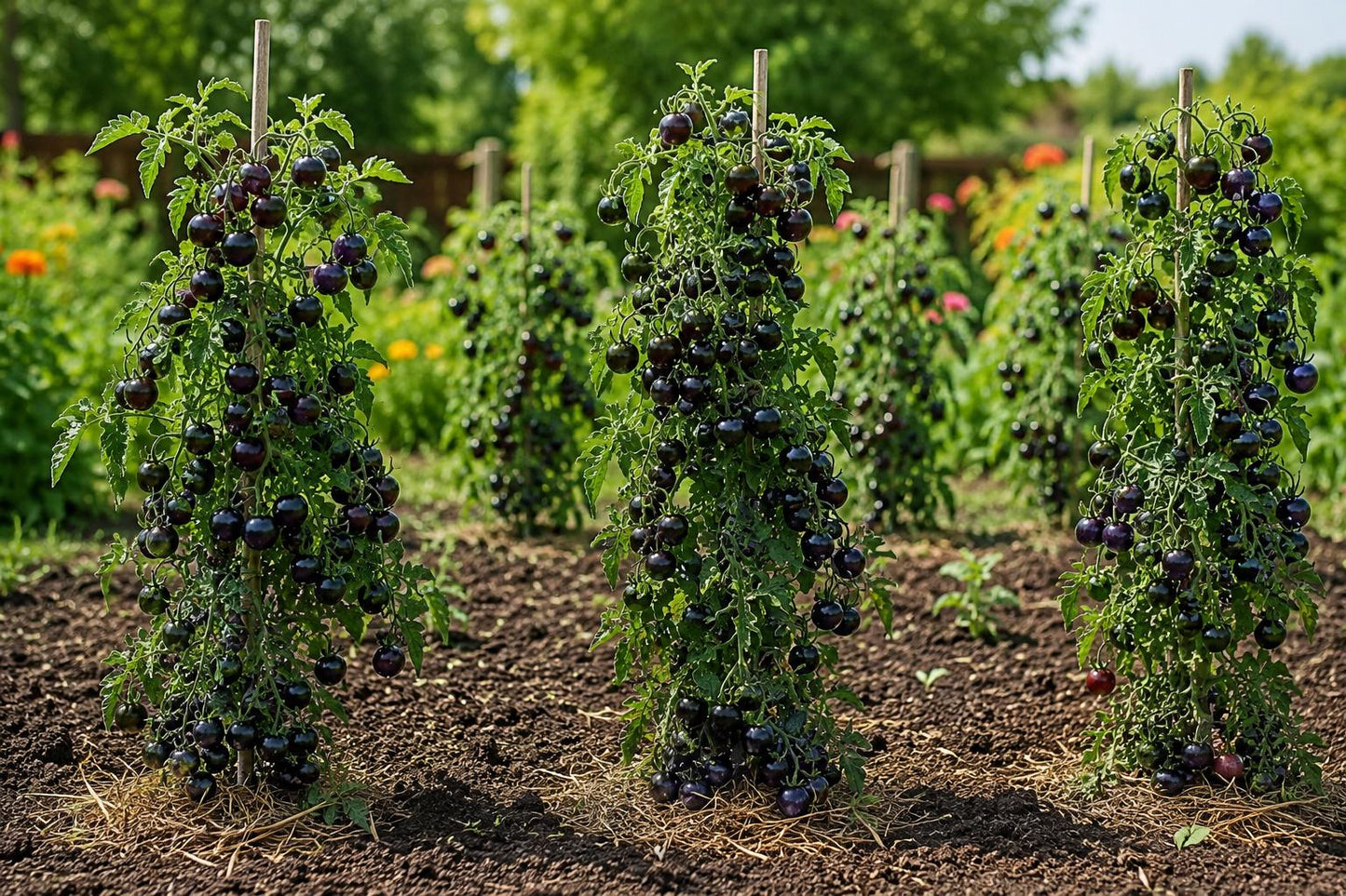 European Black Cherry Tomato Seeds - 100pcs Heirloom Non-GMO - Solanum lycopersicum - Rich Flavor, Easy to Grow