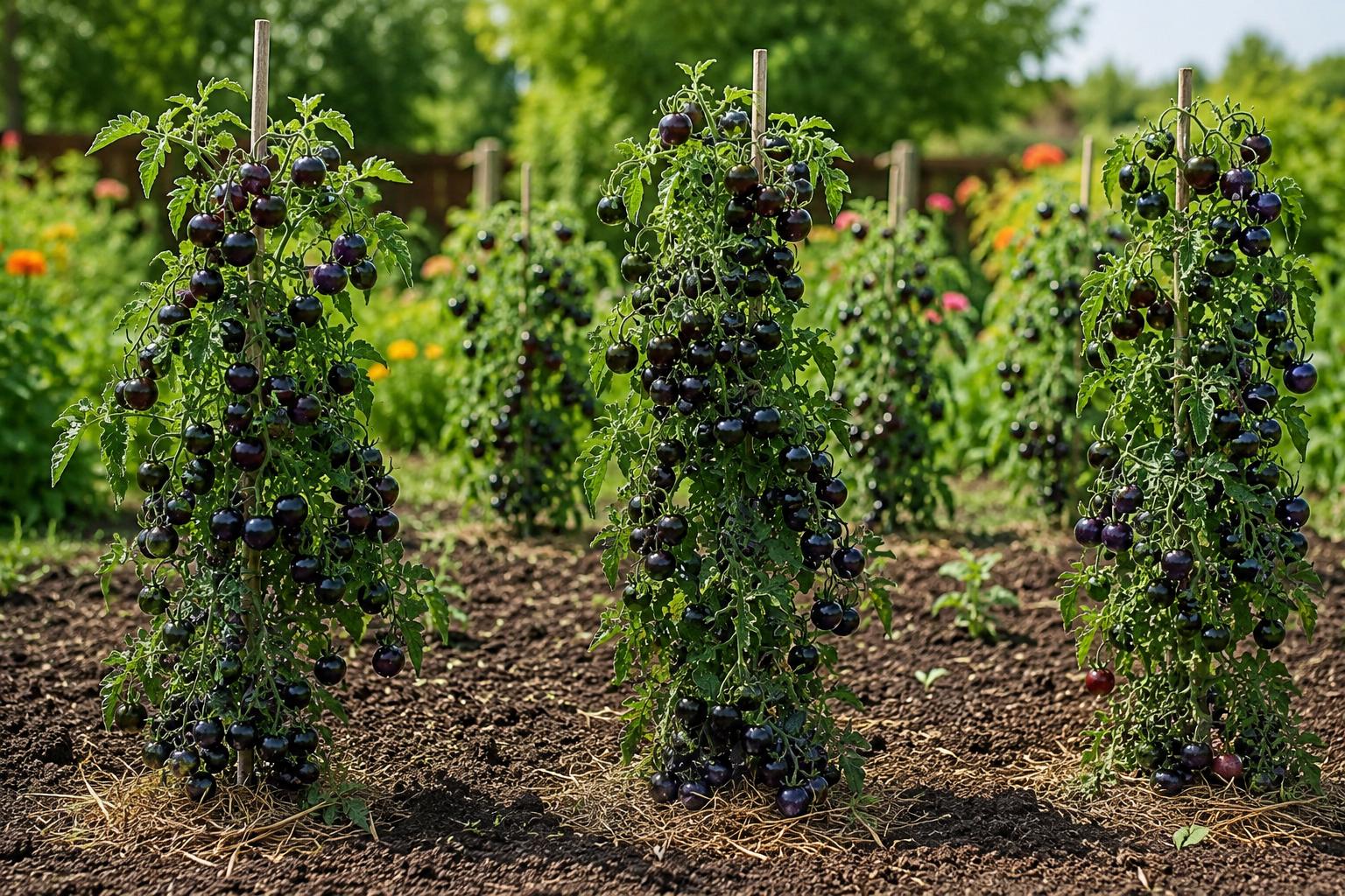 European Black Cherry Tomato Seeds - 100pcs Heirloom Non-GMO - Solanum lycopersicum - Rich Flavor, Easy to Grow