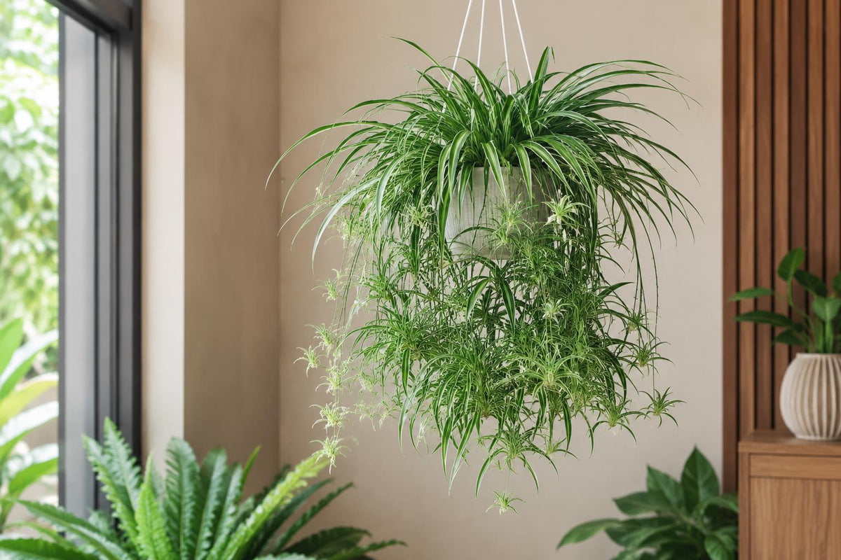 Reverse Variegated Spider Plant Cuttings - 2PCS - Air-Purifying Indoor Houseplant - Chlorophytum comosum