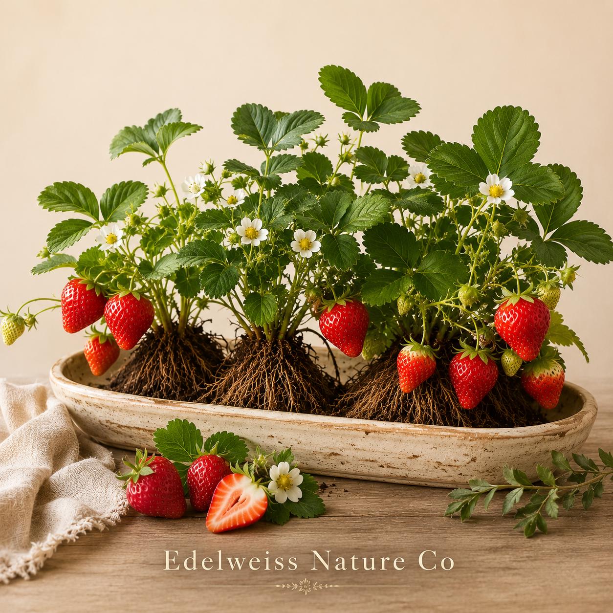 Chandler Strawberry Bare Root Plants - 20 Live Starter Plants - Fragaria × ananassa - Non-GMO Edible Garden Variety