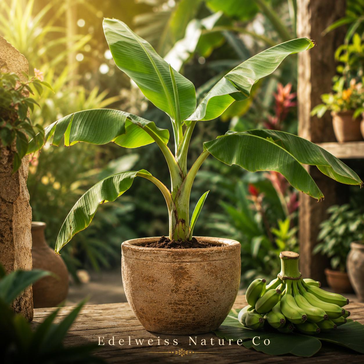 Dwarf Nam Wah Banana Plant Starter | Live Rooted Musa | Heirloom Non-GMO Fruit Plant for Tropical Gardens