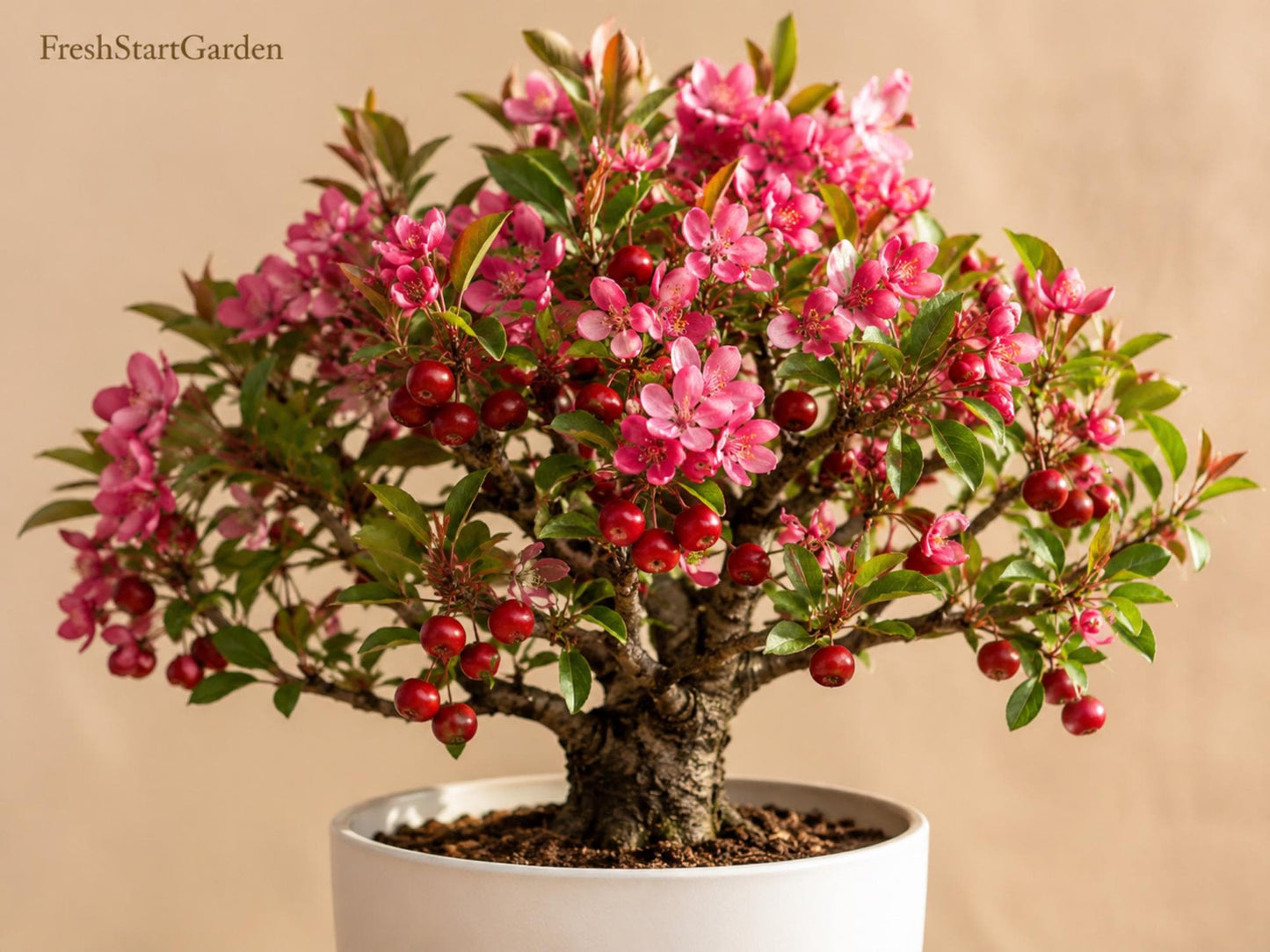 Roselow Crabapple Plant - Compact Malus Flowering Tree with White Flowers & Red Fruit - Wildlife-Friendly, Zones 4-9