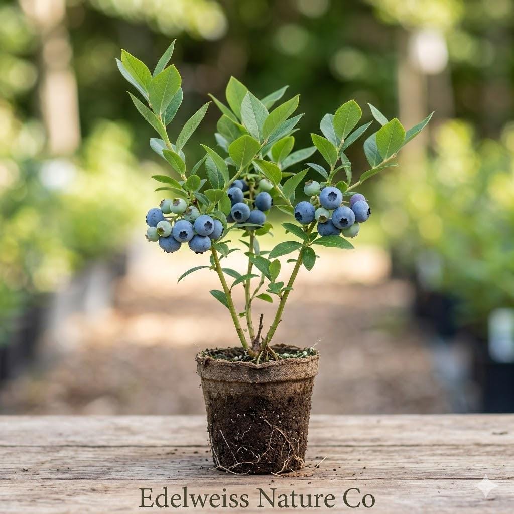 Sharpblue Blueberry Starter Plant | Edible Berry Shrub | Vaccinium corymbosum | Live Fruit Plant for Gardens and Containers