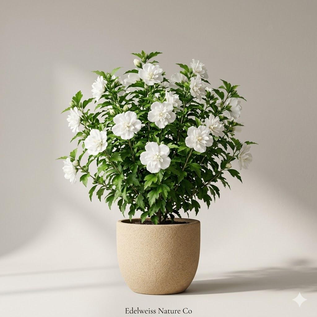 **White Althea Rose of Sharon Hibiscus Bare Root Plants (3) | Hibiscus syriacus | Hardy Flowering Shrubs with White Blooms**