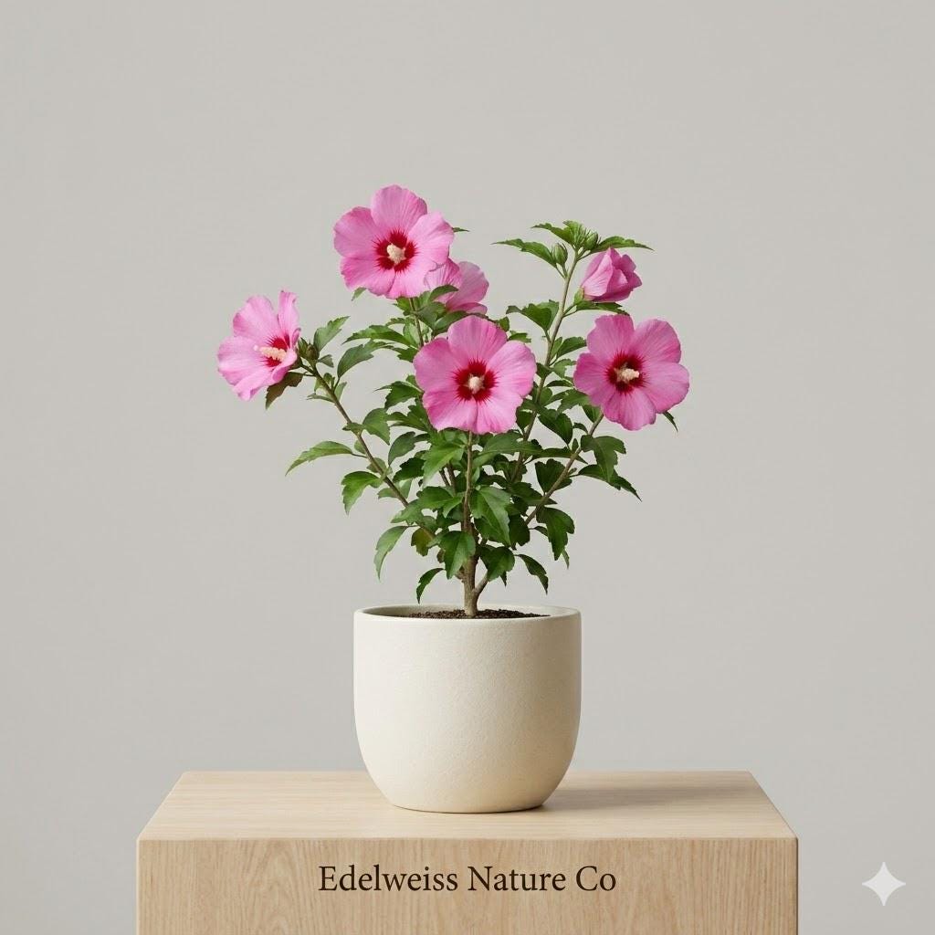 Pink Althea Rose of Sharon Hibiscus Plant | 12-24" Bare Root Live Shrub | Hibiscus syriacus | Pink Blooms