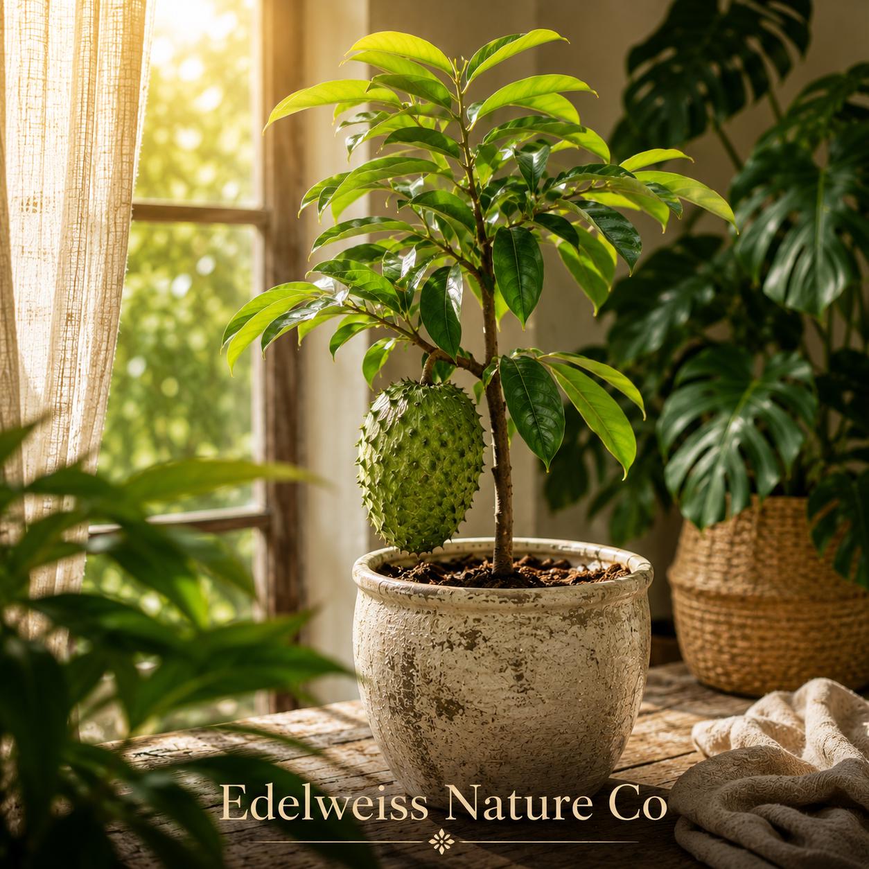 Soursop Tree Starter Plants - 3 Live Annona Muricata Tropical Fruit Trees for Edible Gardens & Greenhouse Growing