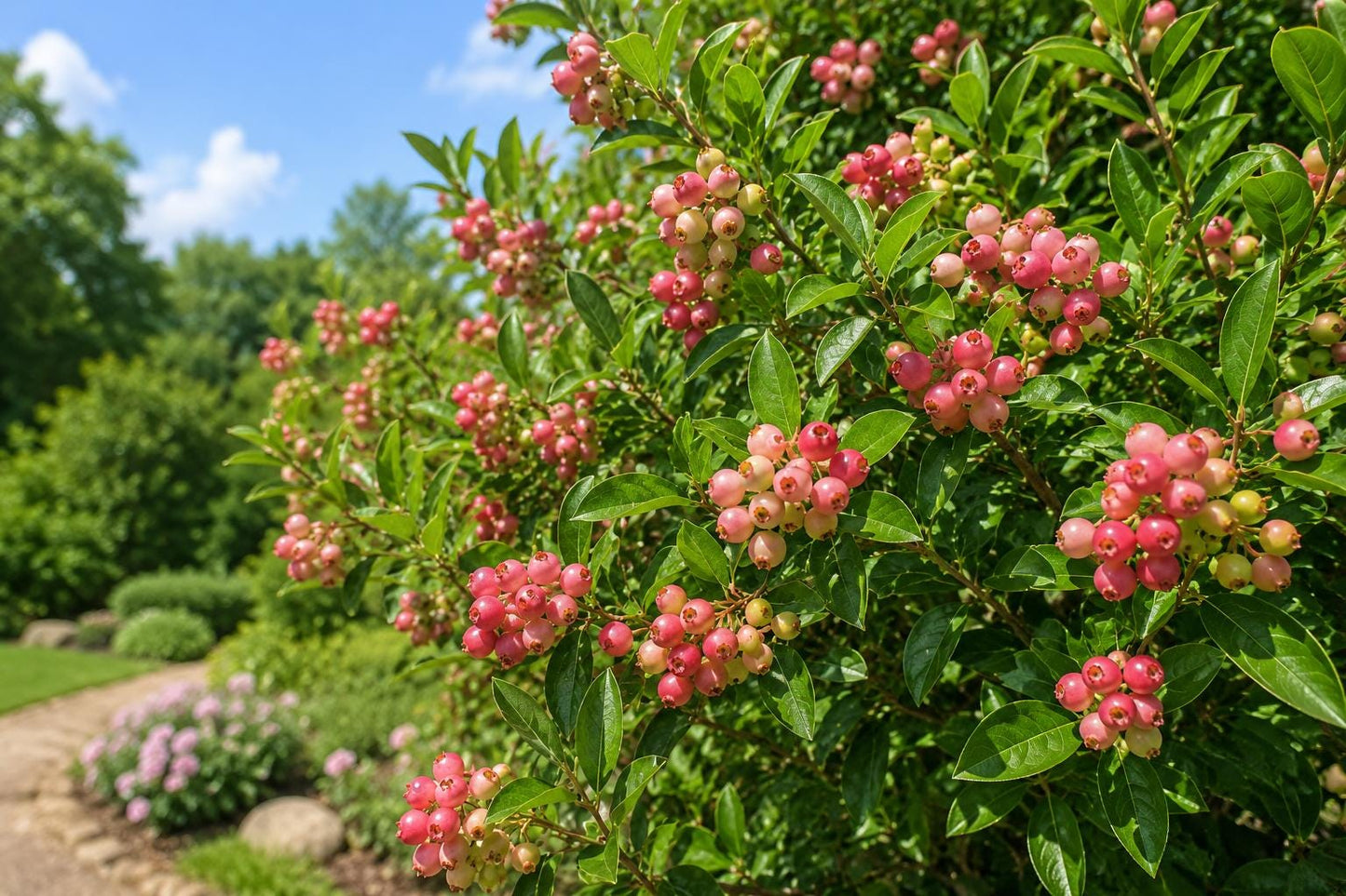 Pink Lemonade Blueberry Bush Starter Plant - Hot Pink Berries - Vaccinium corymbosum - USA Grown Edible Landscape Plant
