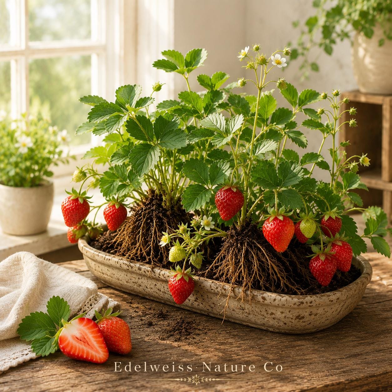 20 Bare Root Sequoia Everbearing Strawberry Plants | Fragaria × ananassa | Edible Berry for Garden and Containers