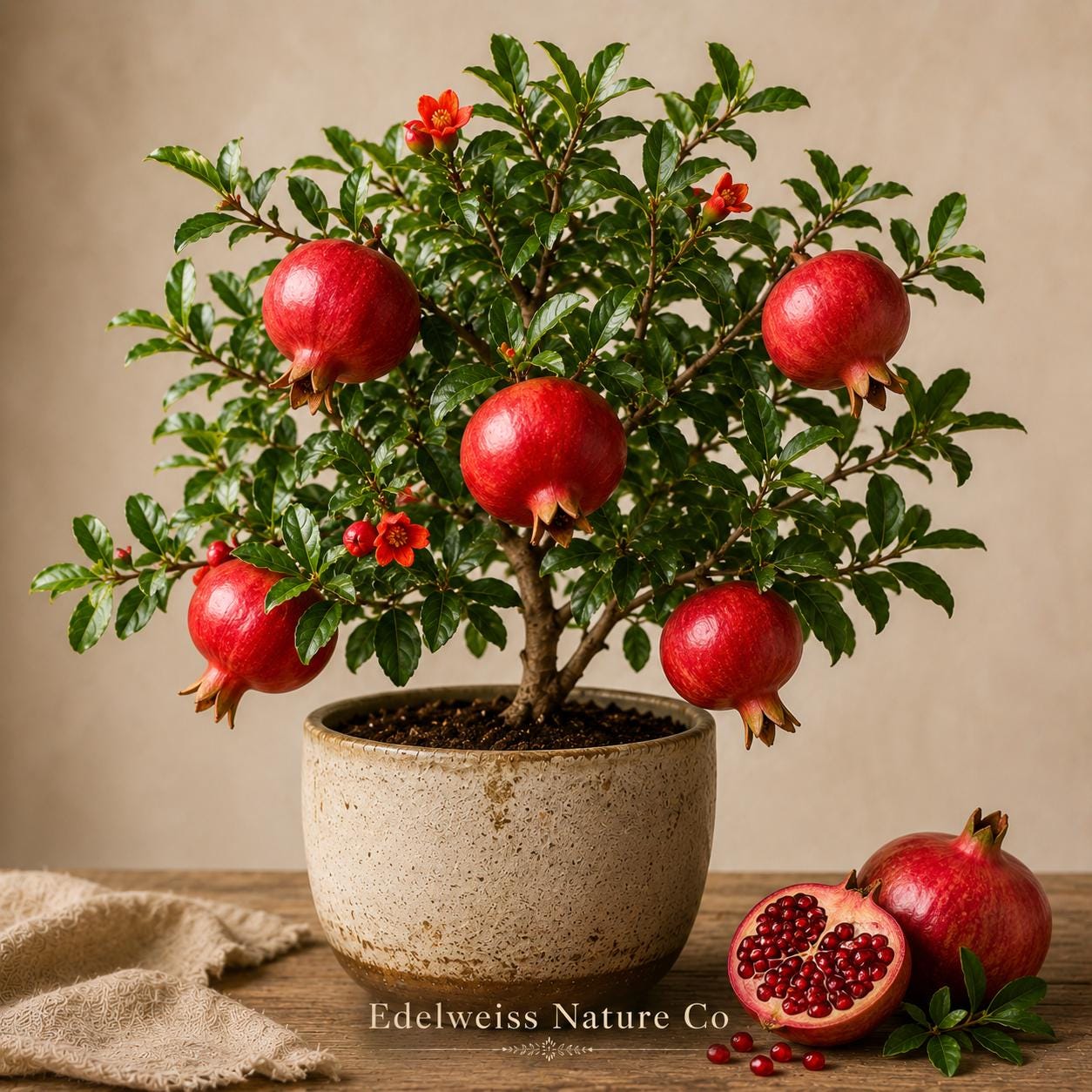 Parfianka Pomegranate Starter Plant | 3-6" Live Fruit Tree | Punica granatum | Edible Ornamental Shrub for Gardens