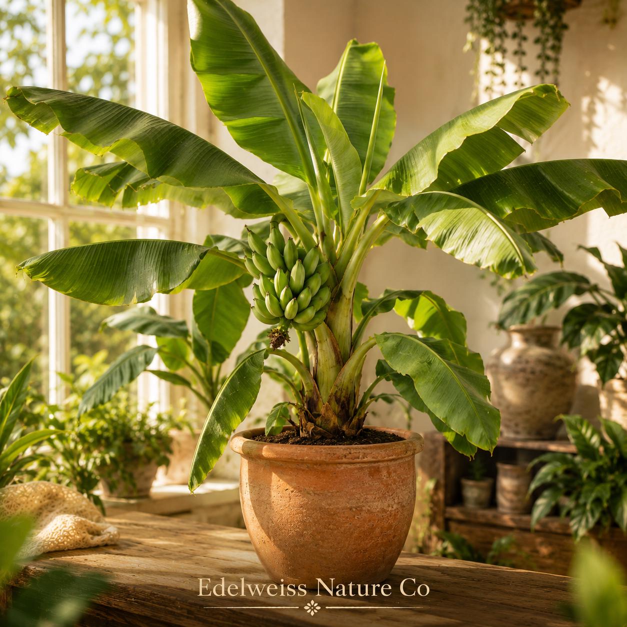 Gran Nain Banana Tree Starter Plant | 3-6" Live Tropical Edible Fruit Plant | Musa acuminata | Fast-Growing Garden Addition