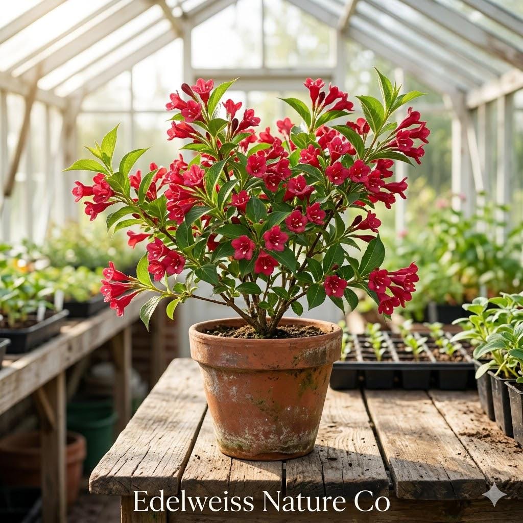 Red Weigela Shrub Set of 3 | Flowering Ornamental Plant | Weigela florida | Vibrant Red Blooms, Bare Root