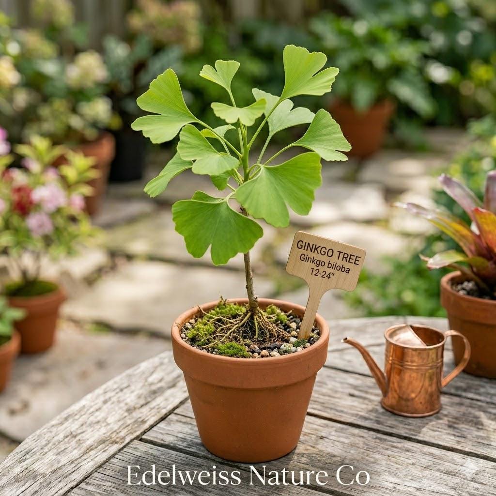 Ginkgo Biloba Bare Root Tree Set of 3 | Maidenhair Ornamental Plant 12-24" | Golden Fall Foliage | Ginkgo biloba