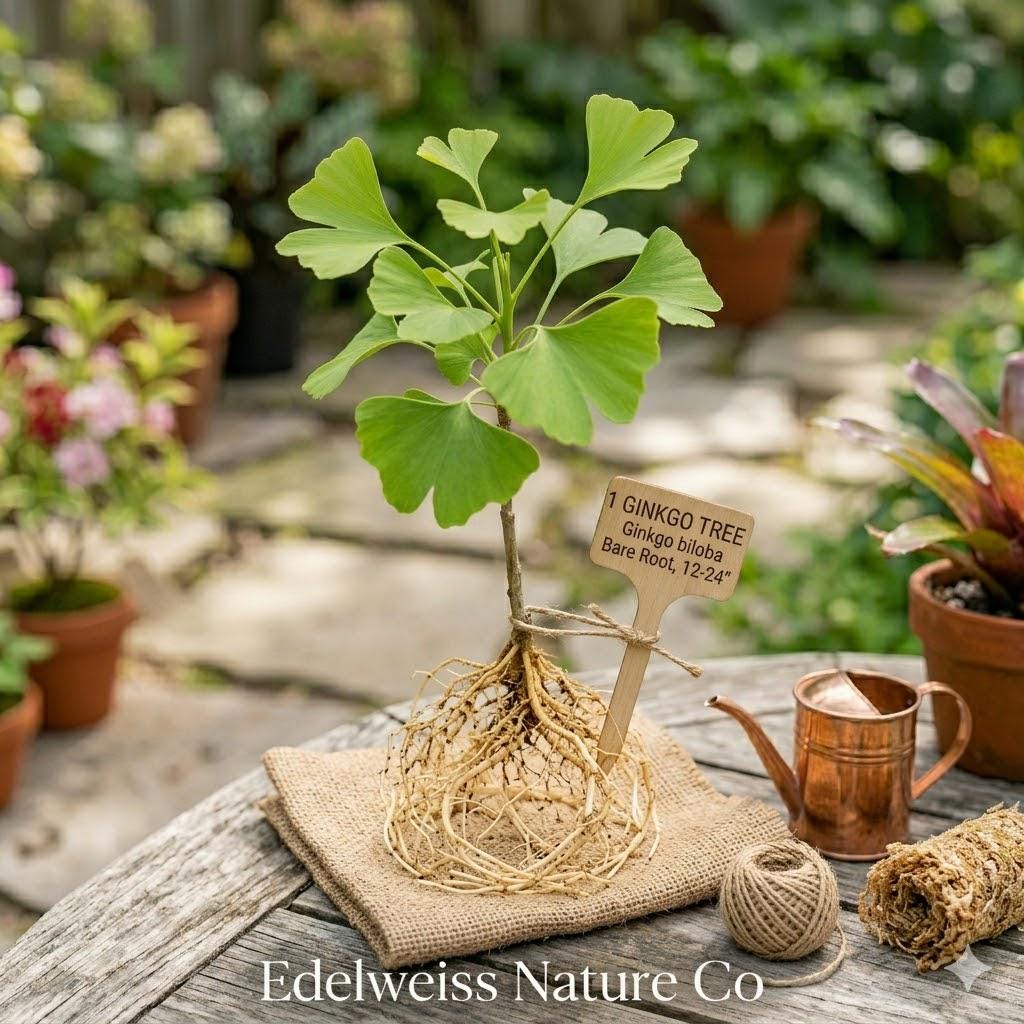 Ginkgo Biloba Tree | Bare Root Live Plant | Maidenhair Ornamental Variety | Ginkgo biloba | Brilliant Fall Color