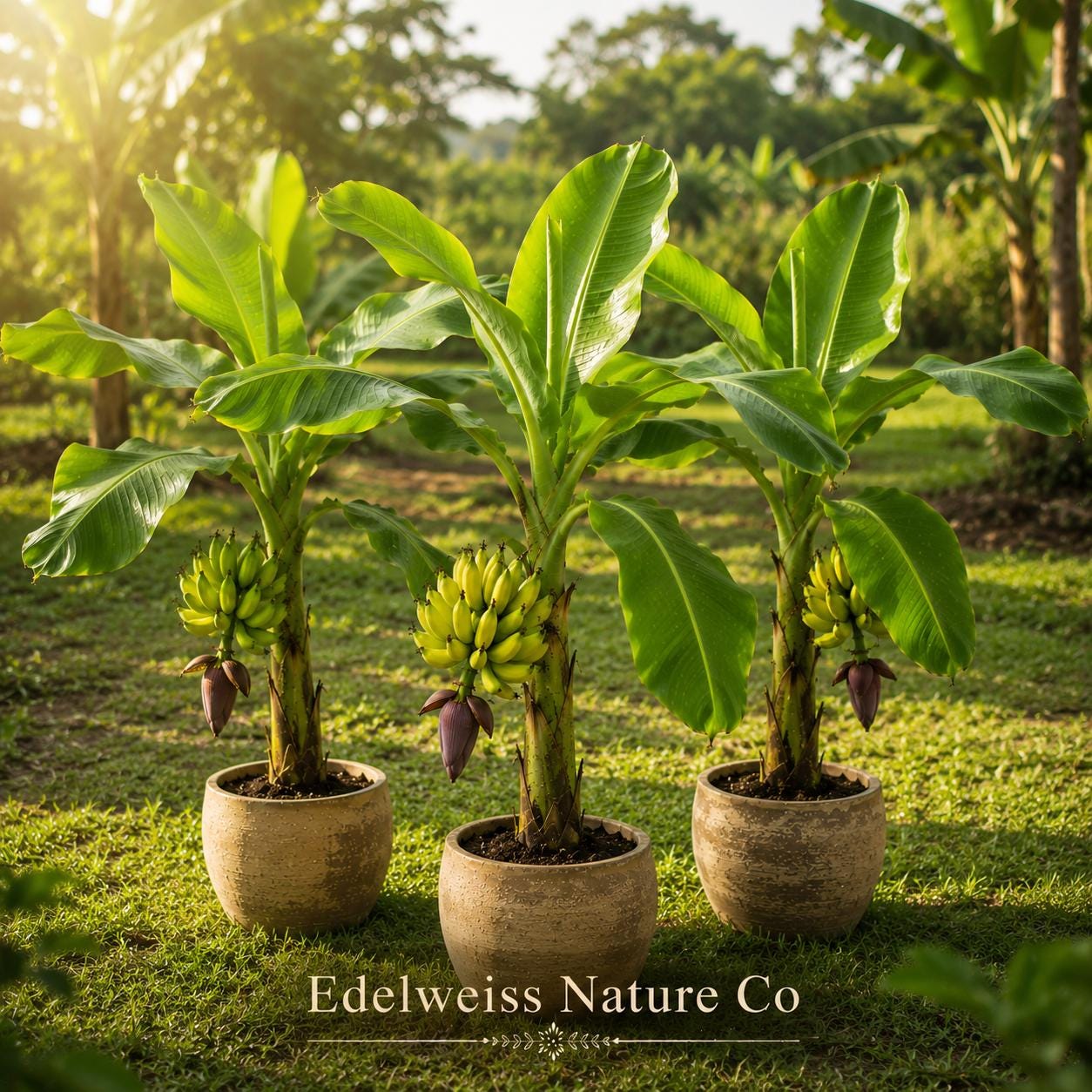 3 Lakatan Banana Starter Plants | Musa acuminata | Tropical Edible Fruit Trees for Gardens and Containers