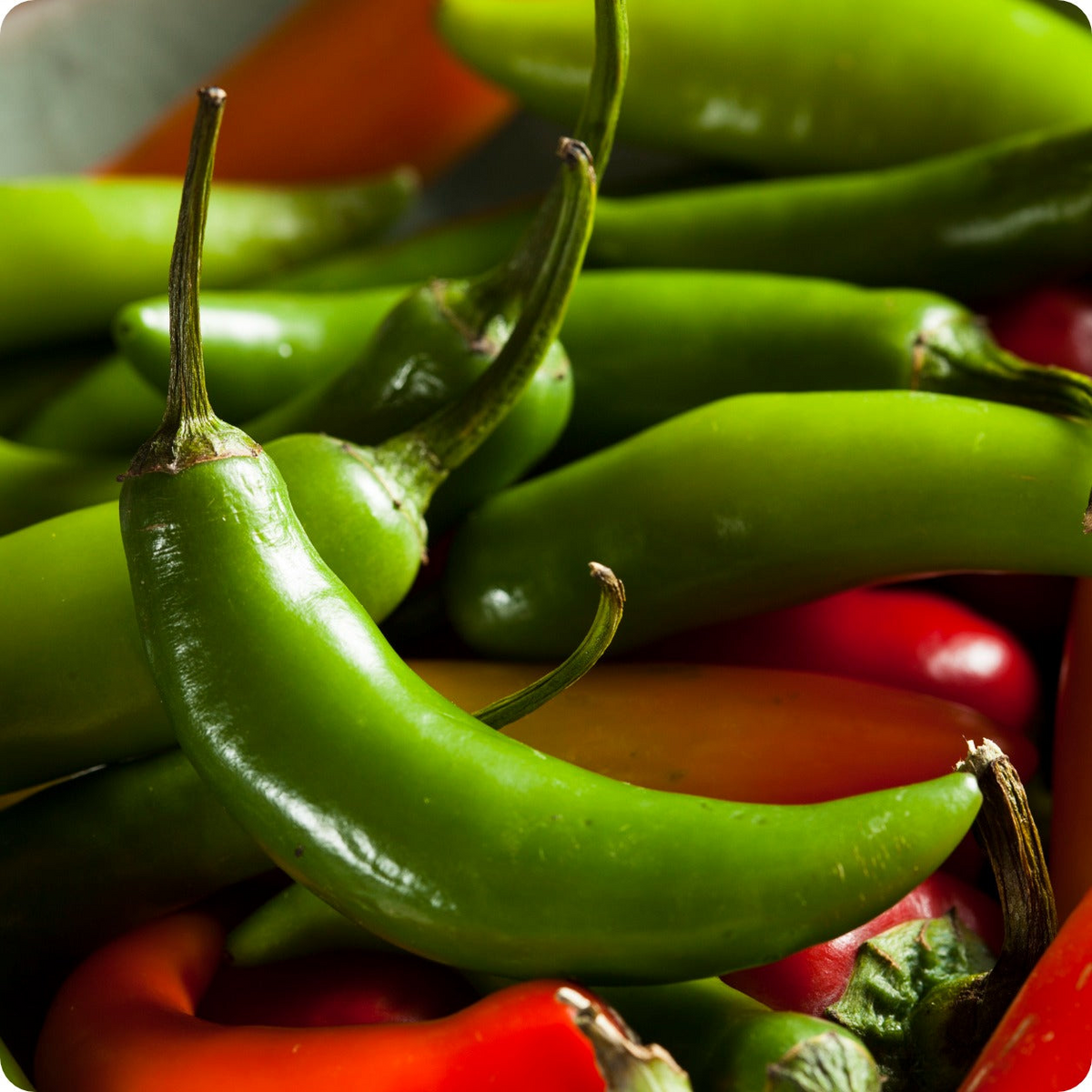30 Seeds Serrano Pepper, Spicy Heirloom Chili for Gardens, Capsicum Annuum, Green to Red Fruits