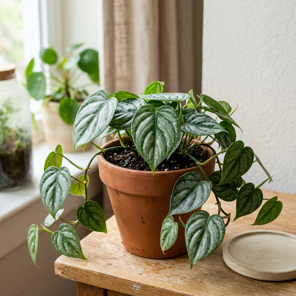 Philodendron Brandtianum Live Houseplant Rare Mottled Olive Green Variegated Aroid in 3" 4" or 6" Pot