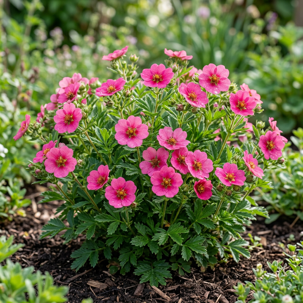 Potentilla Miss Wilmott Seeds 100 Count Bright Pink Flowers Red Centers Live Plant Cutting Bare Root Starter Plant