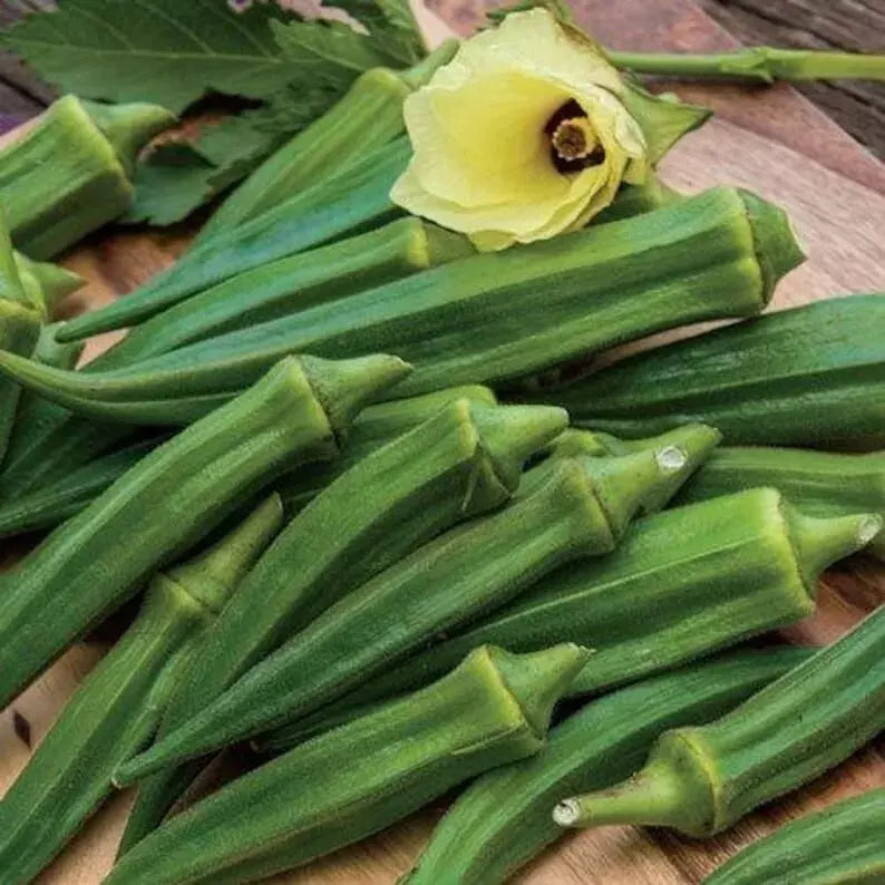 Emerald Okra Seeds - 25+ Heirloom Non-GMO Vegetable Seeds - Abelmoschus esculentus - Ideal for Summer Gardens