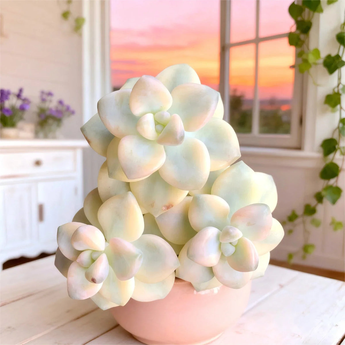 Rare Variegated Succulent Plant - Graptoveria paraguayense bernalense Variegata - Easy-Care Indoor Live Plant - Bare Root