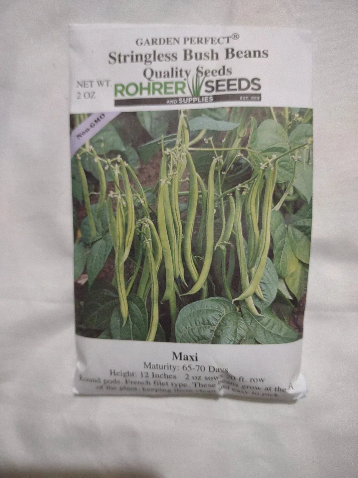 Stringless Bush Beans Seeds 2oz Maxi - Garden Perfect Phaseolus vulgaris - Easy to Grow, Vibrant Green Pods, 65-70 Days Maturity