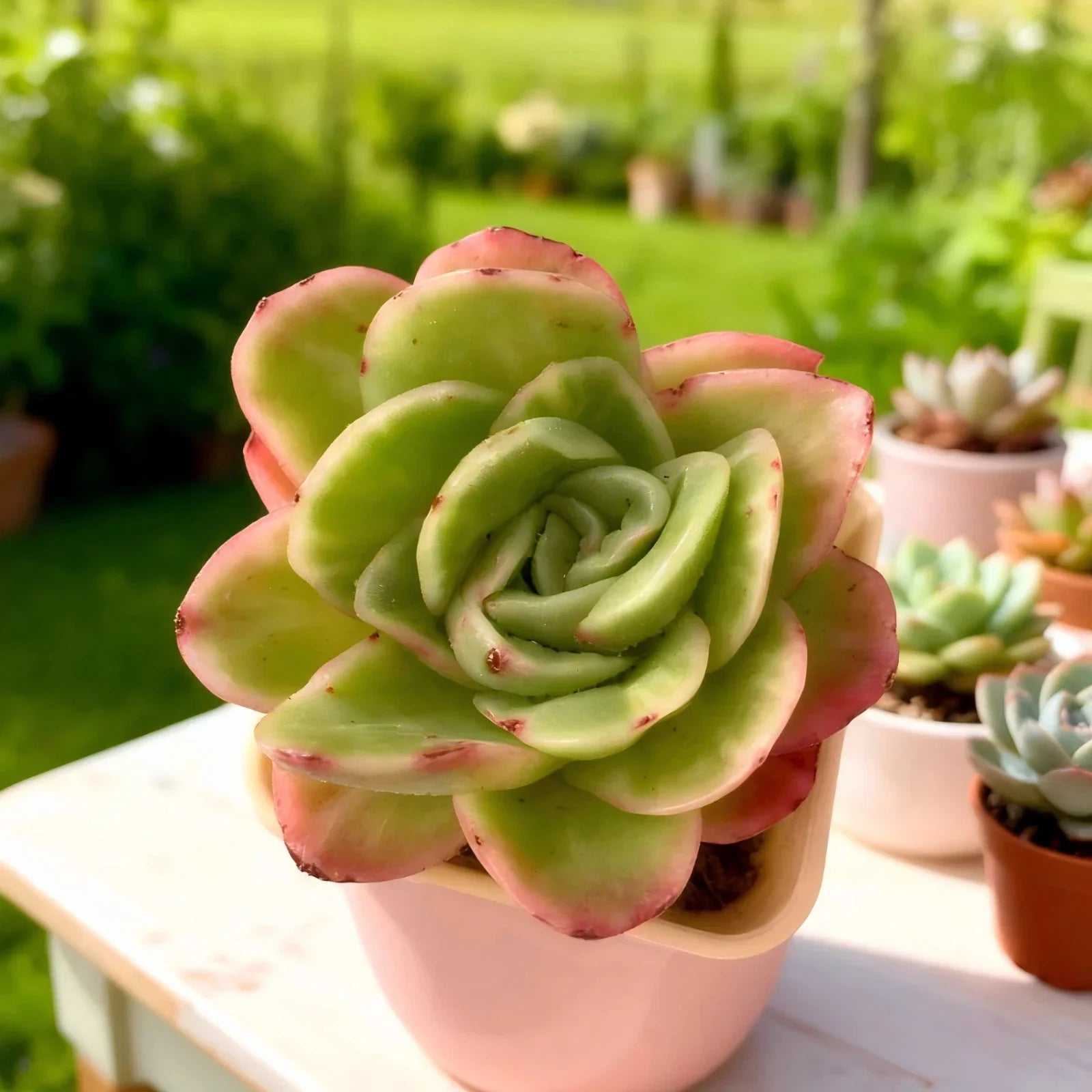 Echeveria ‘Ice Rose’ Variegated Succulent 3–3.5” Bare Root | Rare Easy-Care Indoor Plant | Unique Home Décor