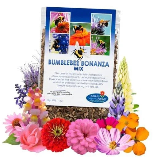 Bumblebee Bonanza Wildflower Seeds 1oz Open-Pollinated Mix for Pollinators Native Plants Eco-Friendly Gardening