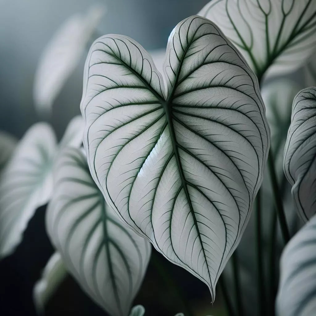 Snow White Caladium Bulbs - 2 Pack - Fancy Foliage - Caladium bicolor - Perennial Elephant Ears for Shade Gardens