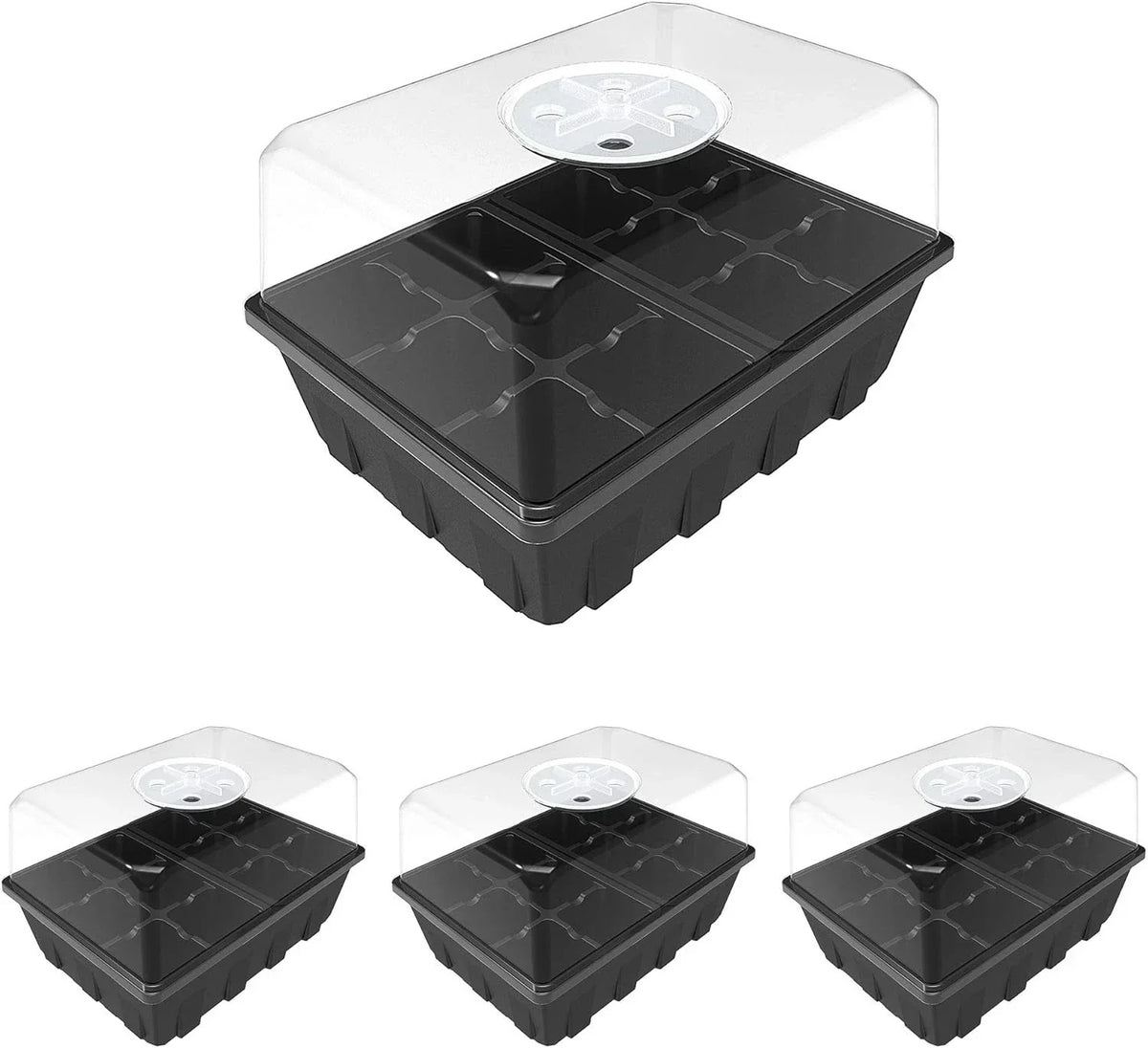 Seed Starting Tray 3-Pack, Black Plant Germination Trays, Durable Plastic for Vegetables & Herbs, Gardzen
